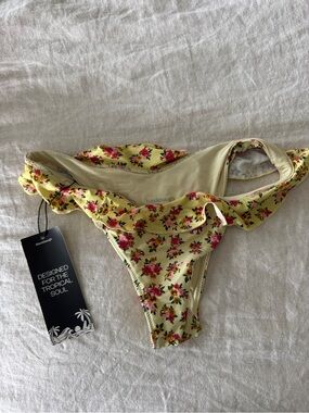 Blackbough Yellow Floral Ruffle Bikini Bottom